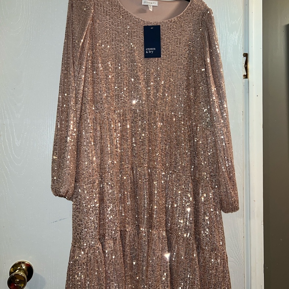 Crown & Ivy Sequin Embellished DRESS